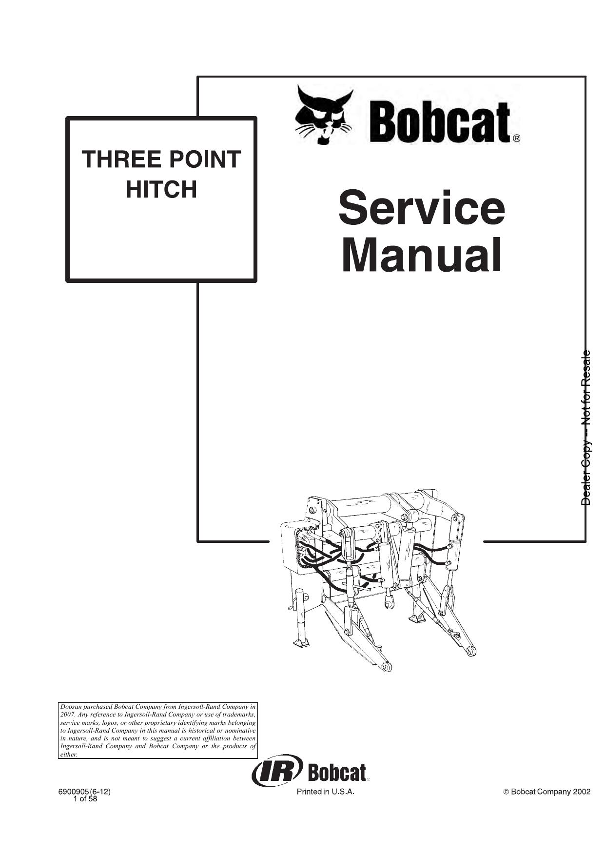 THREE POINT HITCH Attachment Service Manual Bobcat